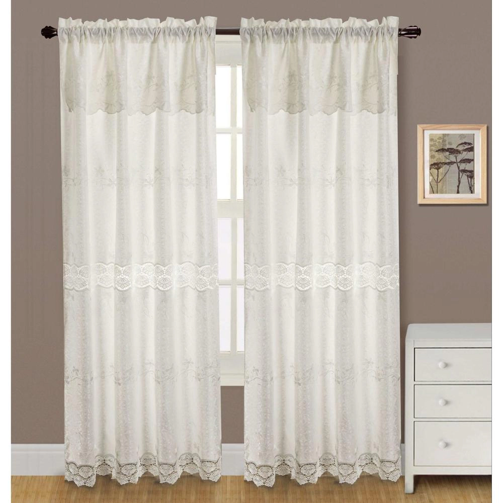 RT Designers Alisa Macrame Rod Pocket Room Darkening Curtain Panel 54 x 84 White