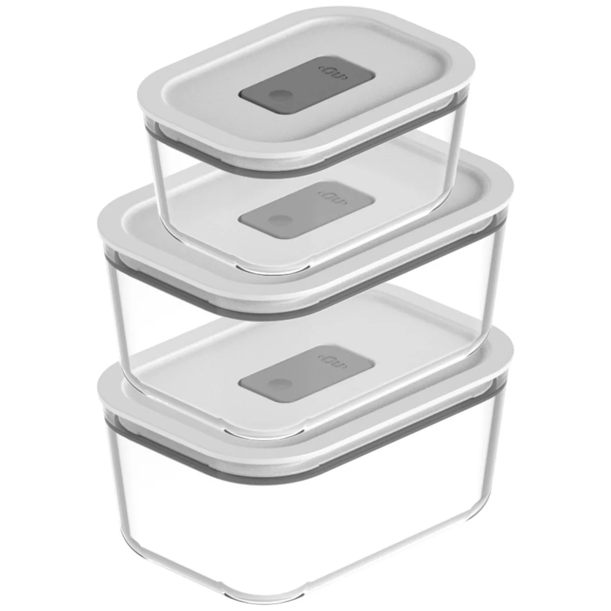 OU Glass Food Storage Container Set 6pc, Airtight Leak Proof Lids w/ Microwave Valve, Microwave Freezer Dishwasher Safe