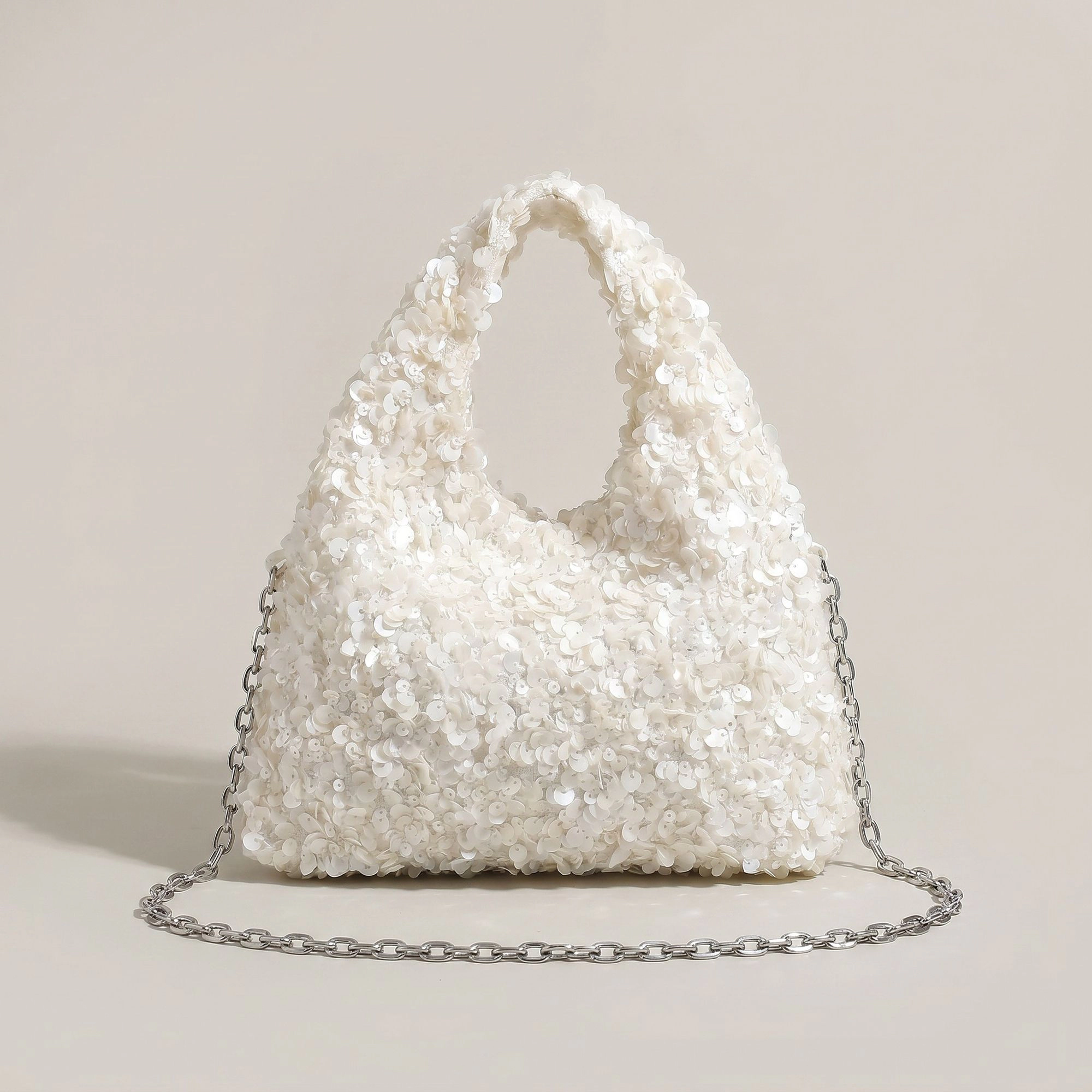 Alilang Women's Sequin Top Handle Mini Bag with Round Cutout Handle and Chain Strap