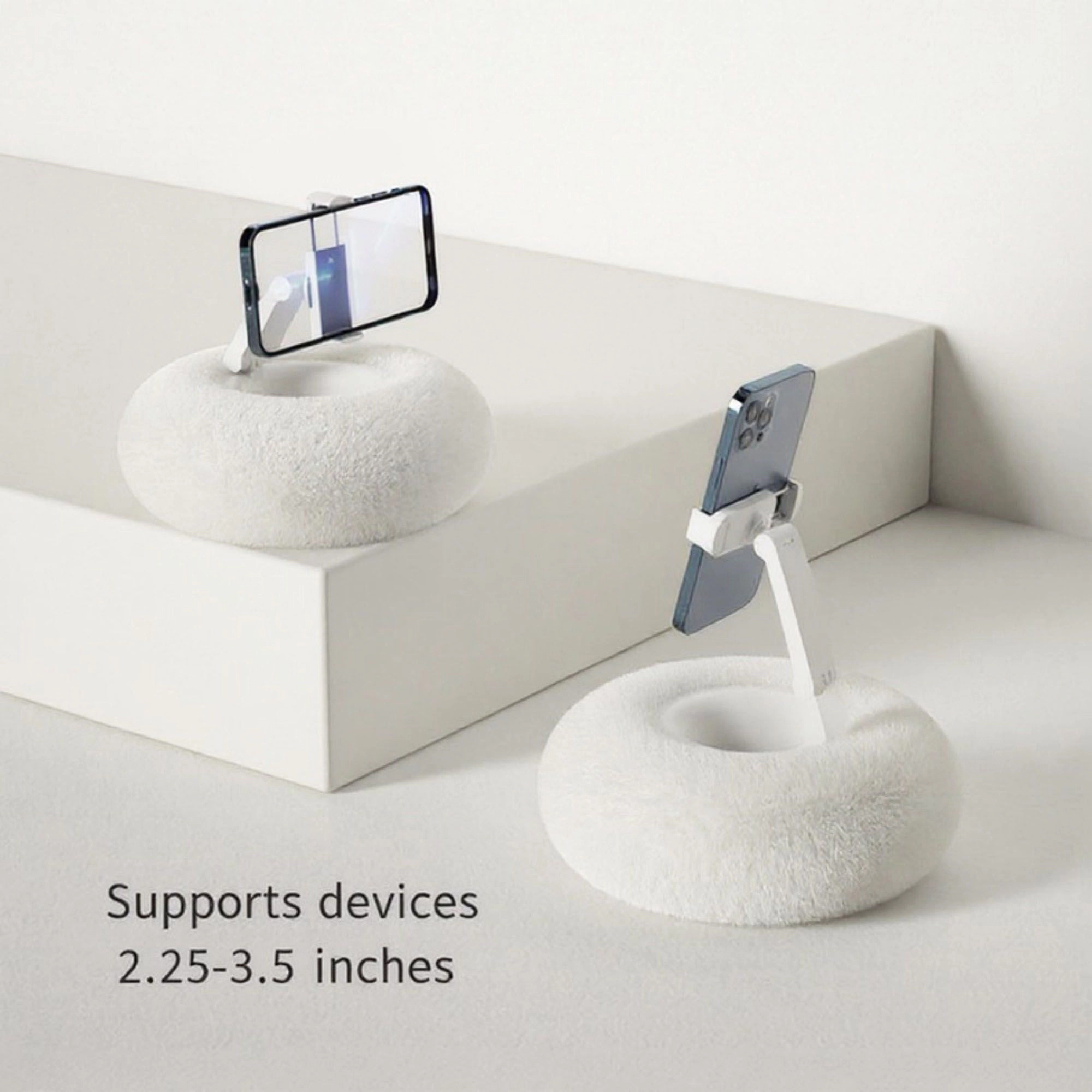 Alilang Women Plush Weighted Phone Stand with Adjustable Folding Holder for Hands-Free Viewing and Device Support