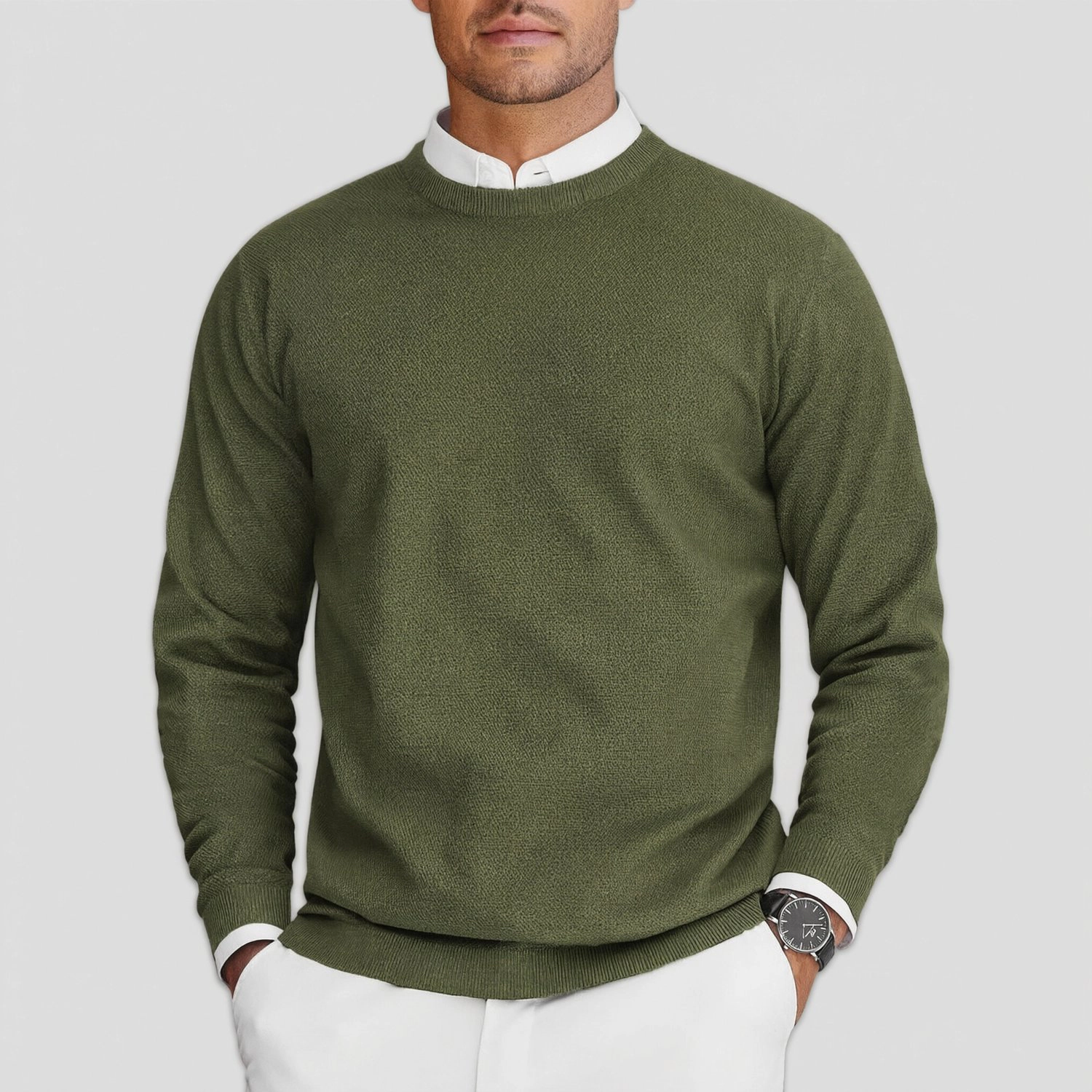 COOFANDY Mens Classic Crew Neck Sweater Long Sleeve Ribbed Trim Pullover Fall Tops