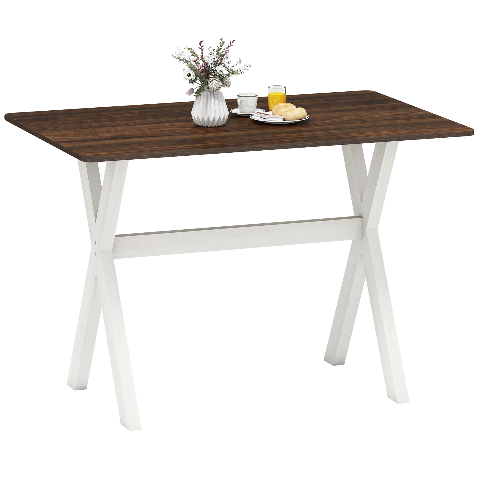 LJG Modern Dining Table Wooden Kitchen Table with x-Shaped Frame