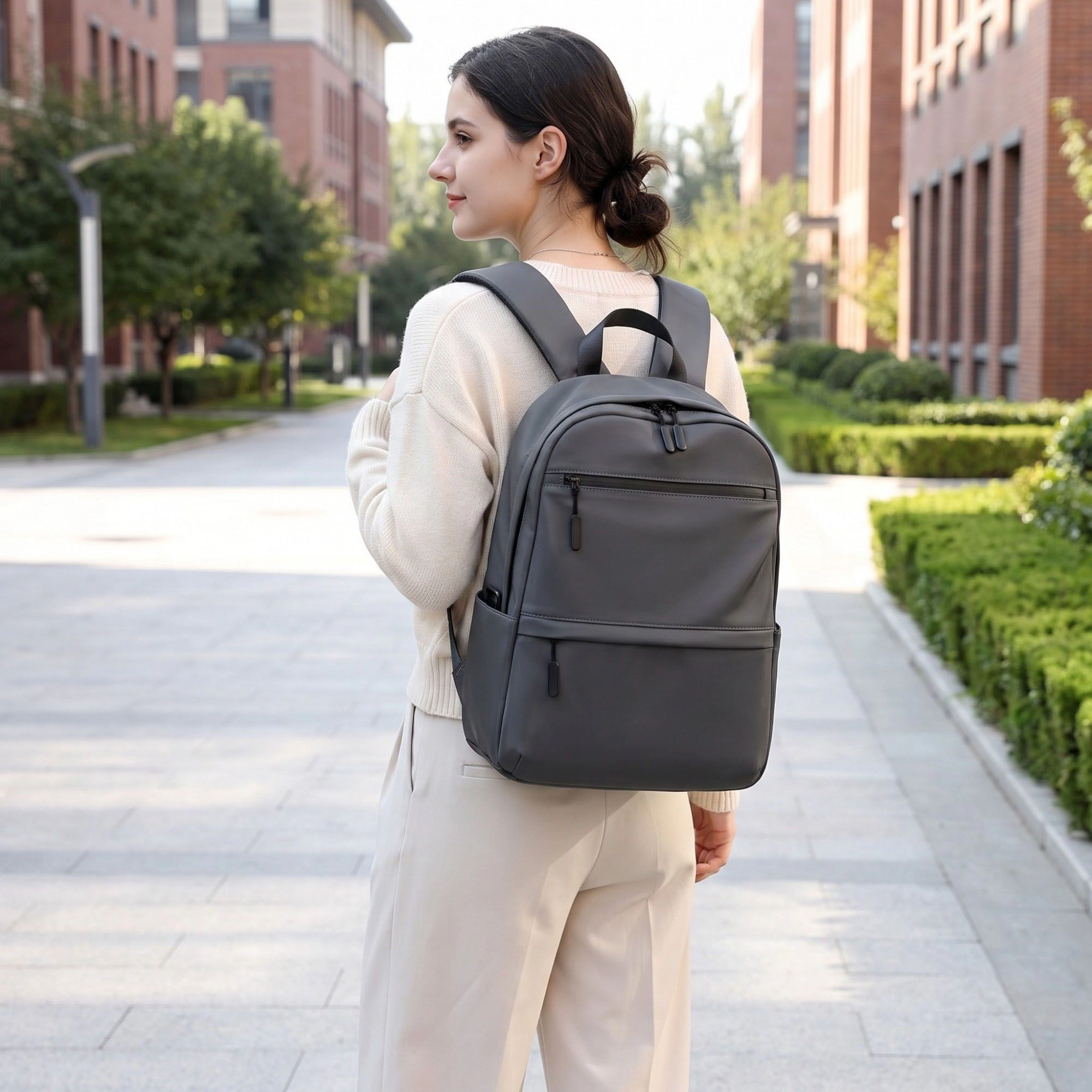 Alilang Women's Multi-Pocket Commuter Backpack with Padded Shoulder Straps, Front Zip Pockets and Top Handle