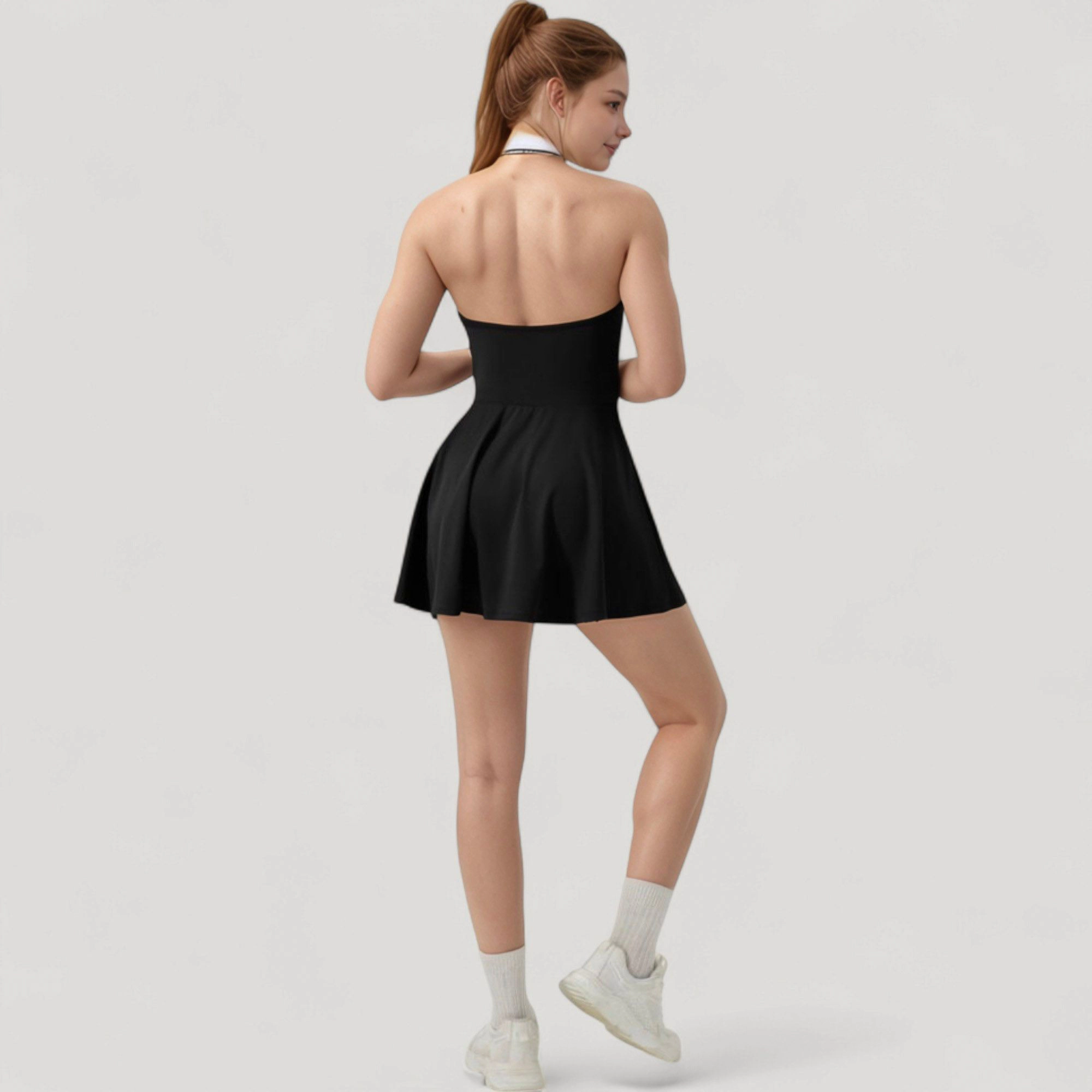 Anna-Kaci Women's Activewear Tennis Dress with Spaghetti Straps and A-Line Skirt Design
