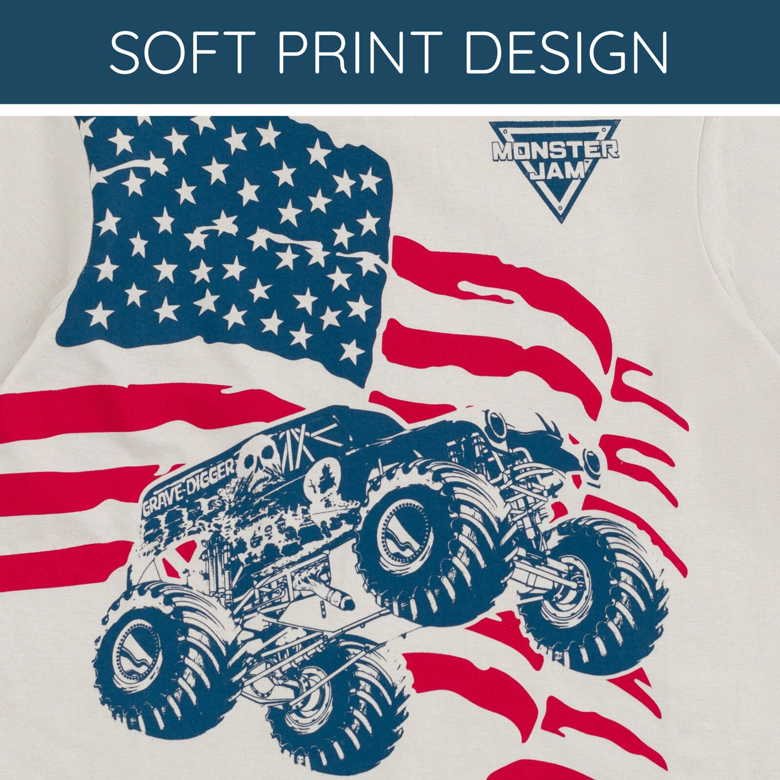 Monster Jam Grave Digger Matching Family Patriotic Short Sleeve T-Shirt