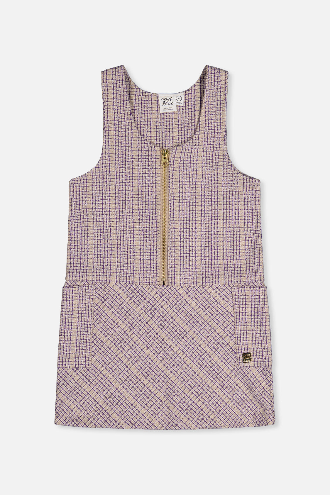 Deux par Girls Checkered Front-Zip Jumper with Pockets