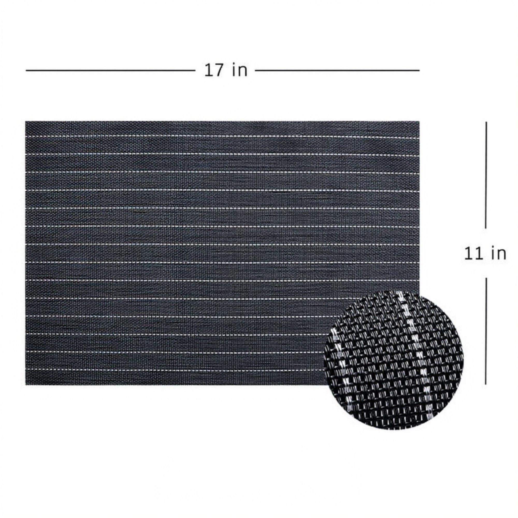 Alilang Unisex 2-Piece Rectangular Woven Placemat with Subtle Horizontal Stripe Texture