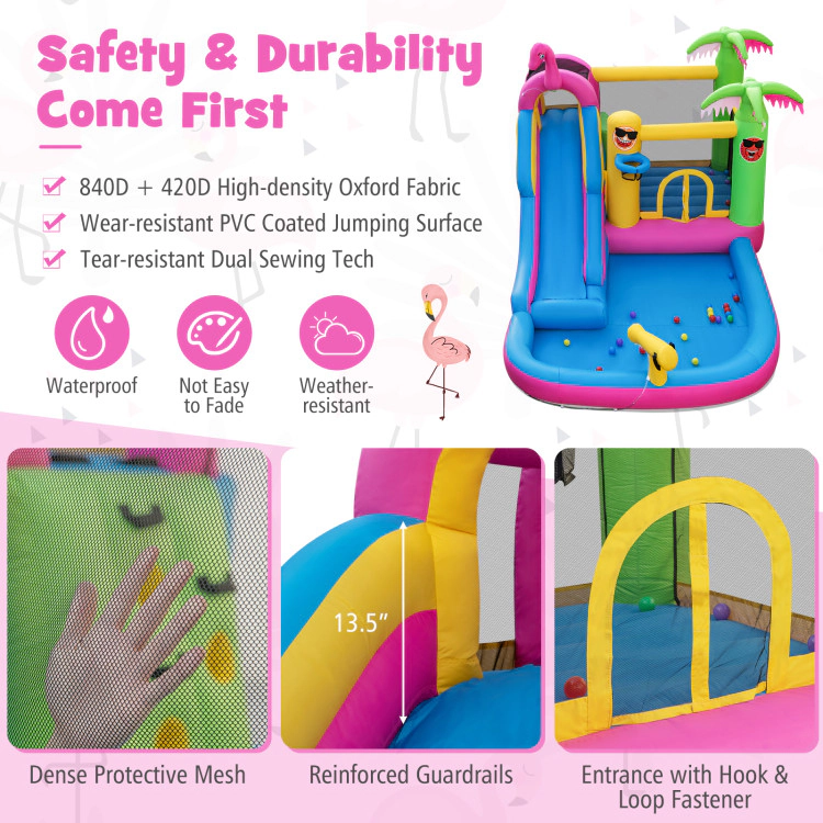 Hivvago Inflatable Bounce Castle with Long Water Slide and 735W Blower