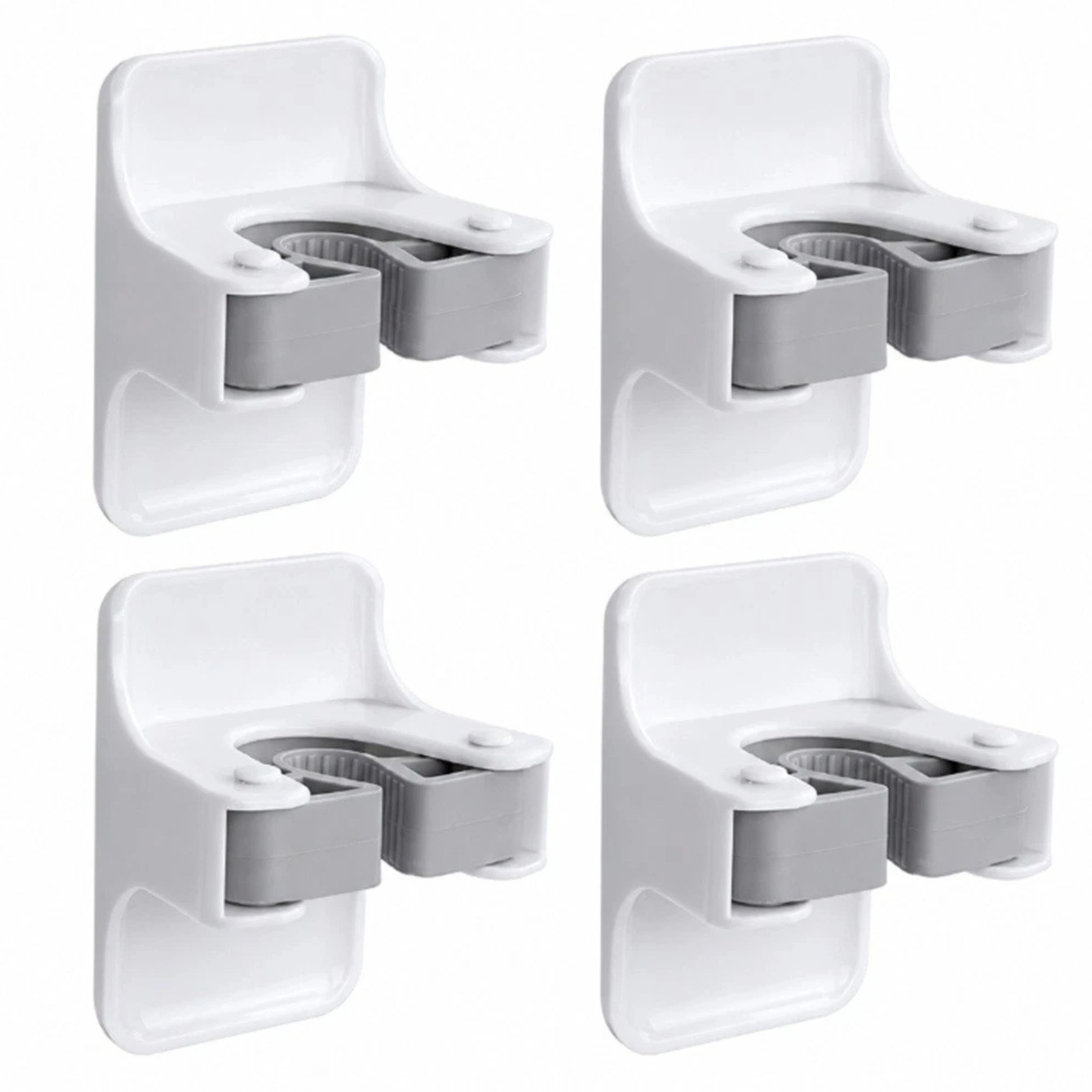 Home Collection Pack of 4 Self-Adhesive Broom Mop Holder Wall Mount Gripper Rack