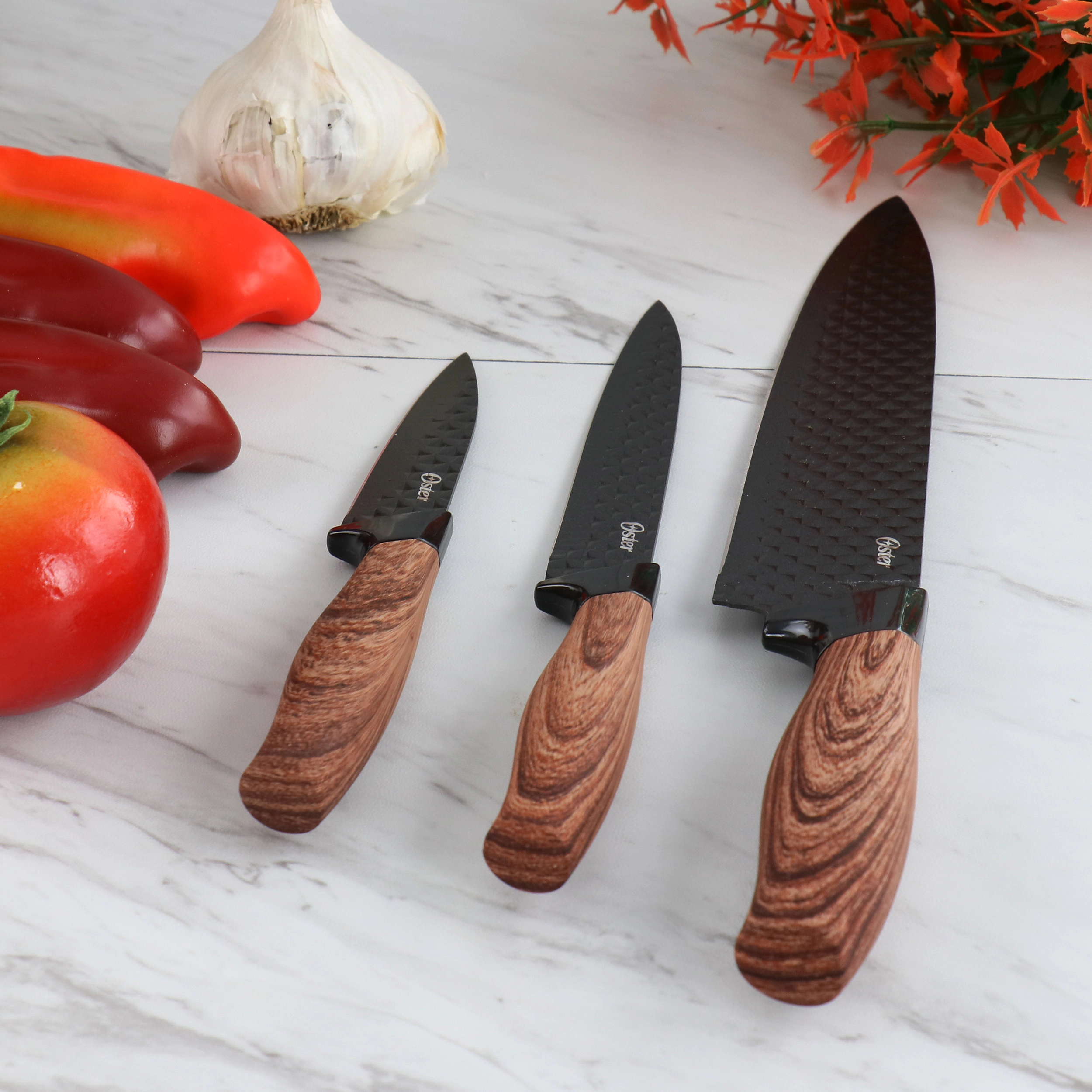 Oster Gunderson 3 Piece Black Stainless Steel Cutlery Set