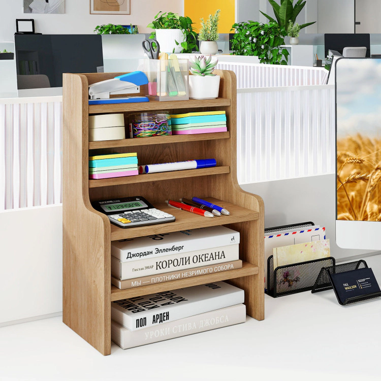 Hivvago Desktop Organizer 6-Tier Mini Storage Rack with 2 Removable Shelves