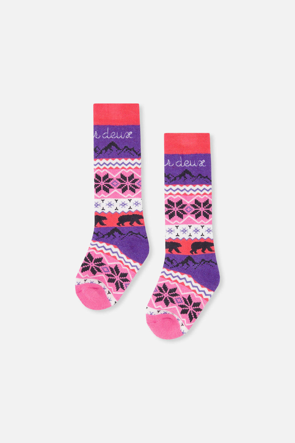 Deux par Deux Girls Nordic-Inspired Cushioned Ski Socks