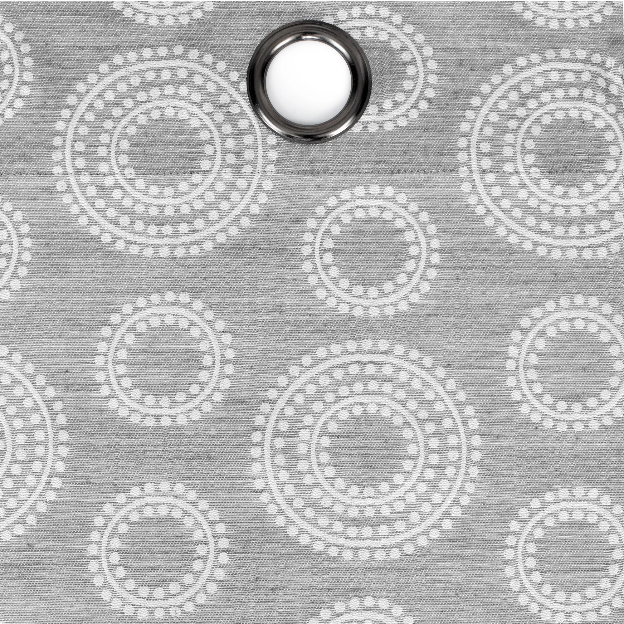 Kate Aurora Contemporary Woven Jacquard Modular Circles Grommet Top Single Window Curtain Panel