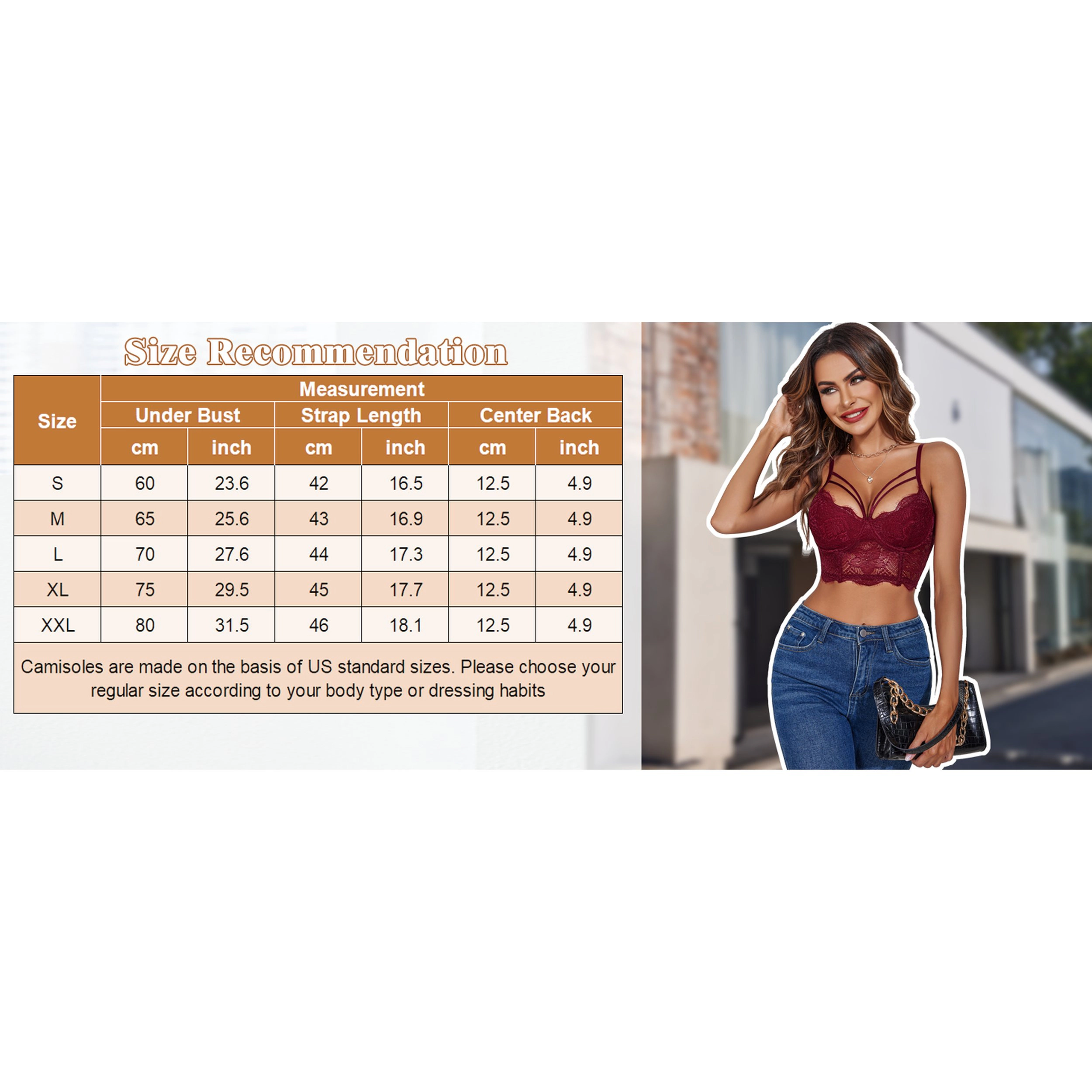 Avidlove Women's Lace V Neck Adjustable Strap Two Layer Cami Crop Top Bralette