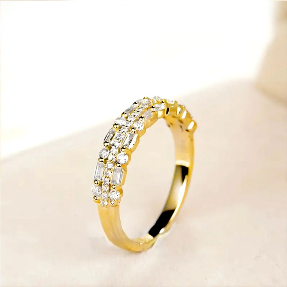Multi‑Layer Mixed‑Cut Cubic Zirconia Eternity Band Stackable Wedding Ring for Women