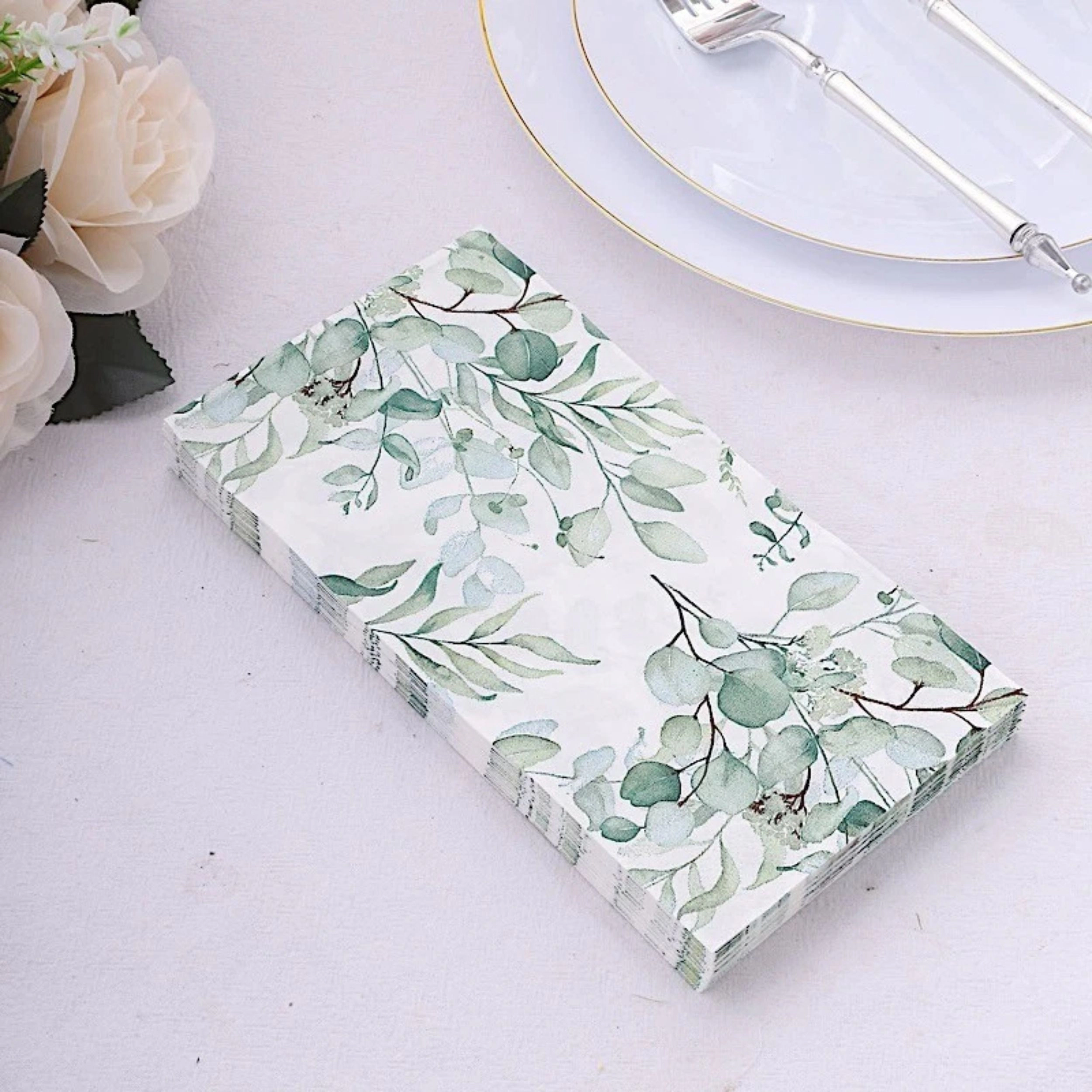 Home Collection Eucalyptus Leaves 2 Ply Paper Dinner Napkins Pack of 20