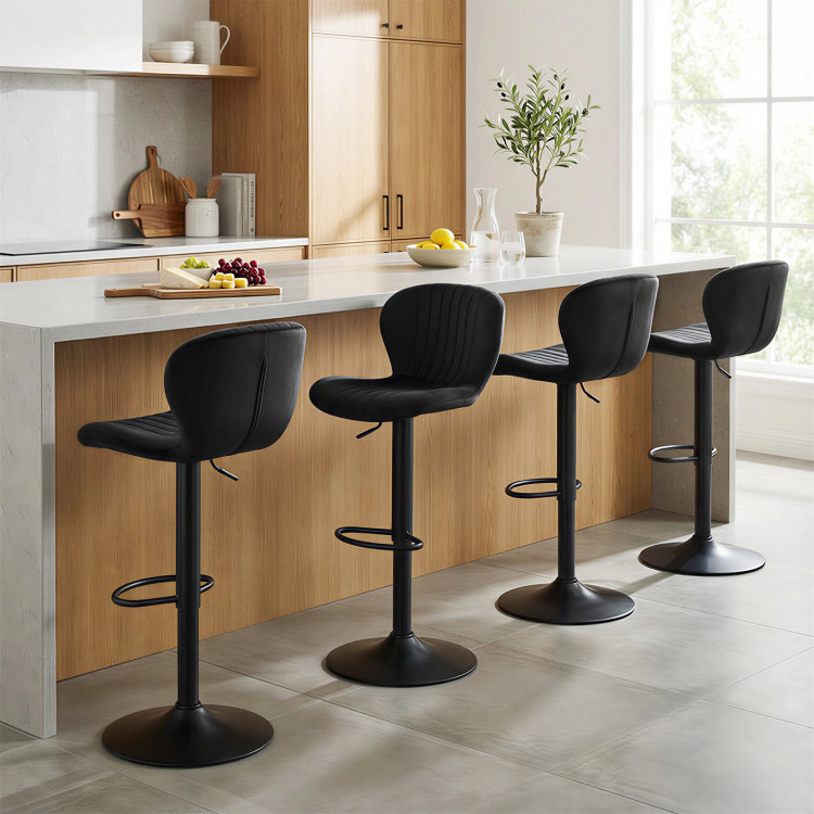 Hivvago Adjustable Counter Height Chairs Set Of 4 With Velvet Upholstered Backrests