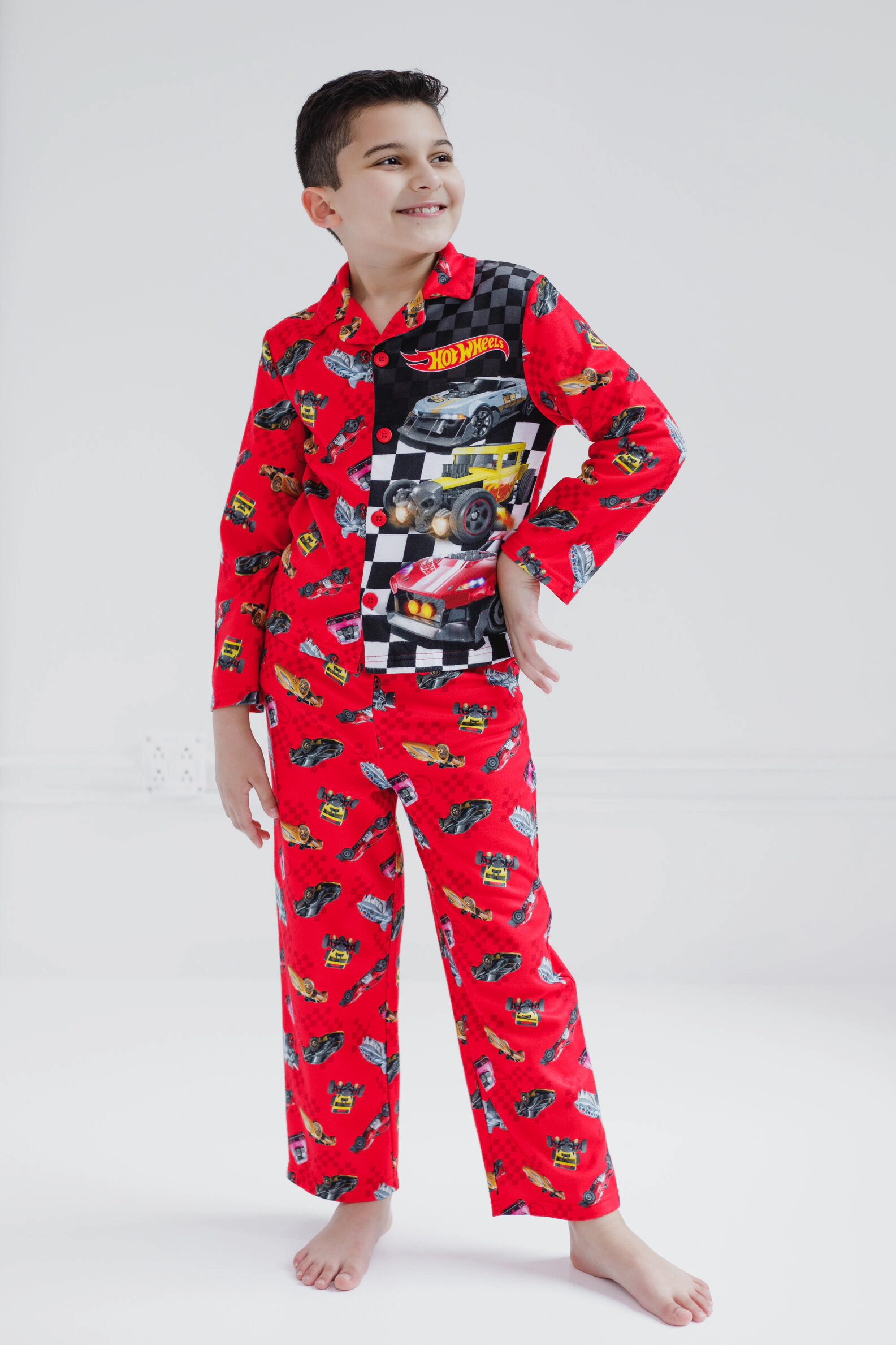 Hot Wheels Boys' Racing 2-Piece Pajama Shirt and Pants Set
