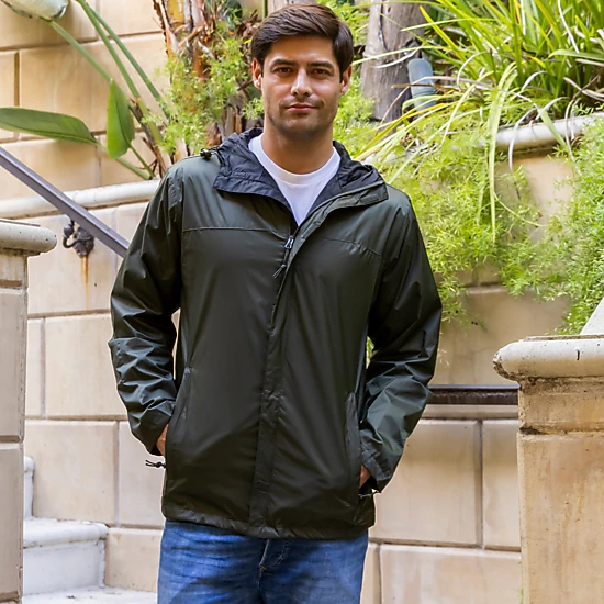 Gioberti Men's Waterproof Rain Jacket With Mesh Lining And Carrying Bag