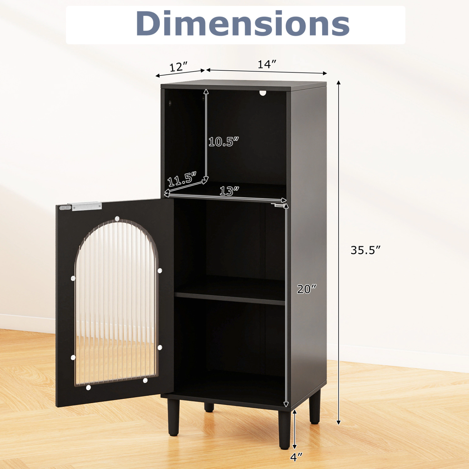 SlickBlue Bathroom Storage Cabinet with Glass Door and Shelf