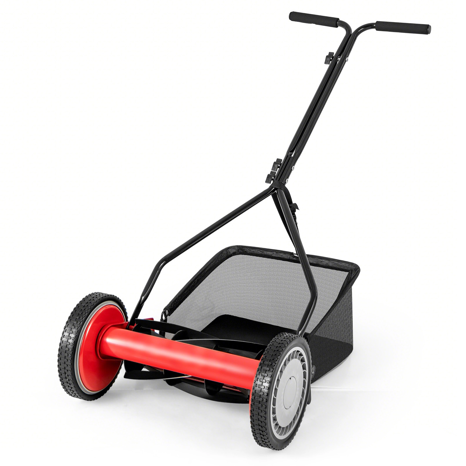 SUGIFT 14 in Push Reel Lawn Mower Red with 5 Steel Blades and 7 Gallon Grass Bag
