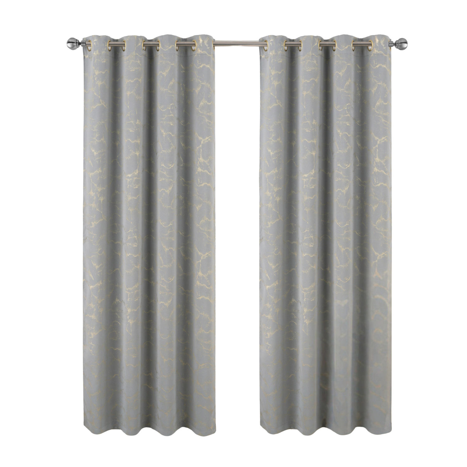 RT Designers Collection Heidi Halo Foil Blackout Polyester Window Curtain Grommet Panel 52" x 84" Silver