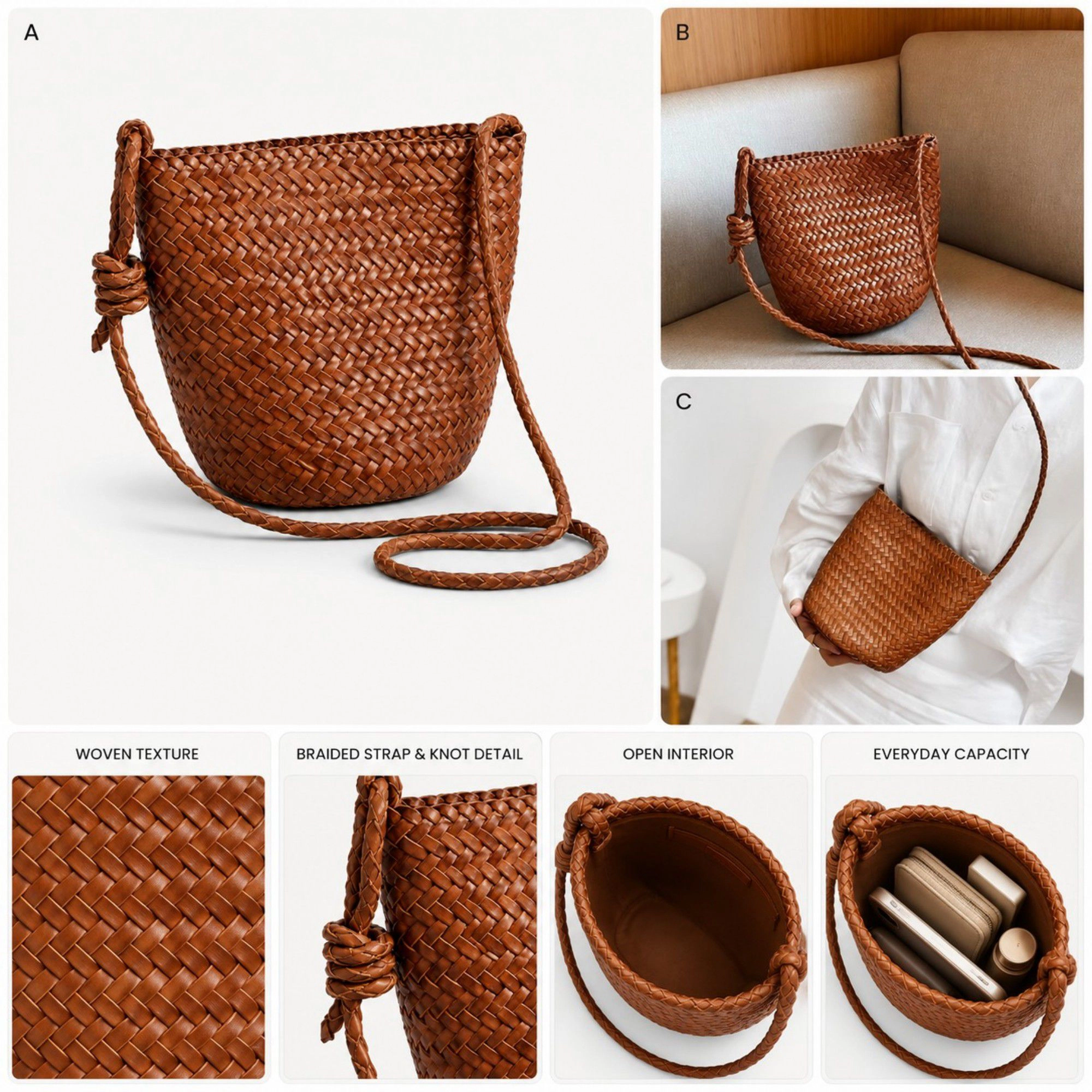 Alilang Women's Woven Crossbody Bucket Bag - Stylish Summer Shoulder Purse for Vacation
