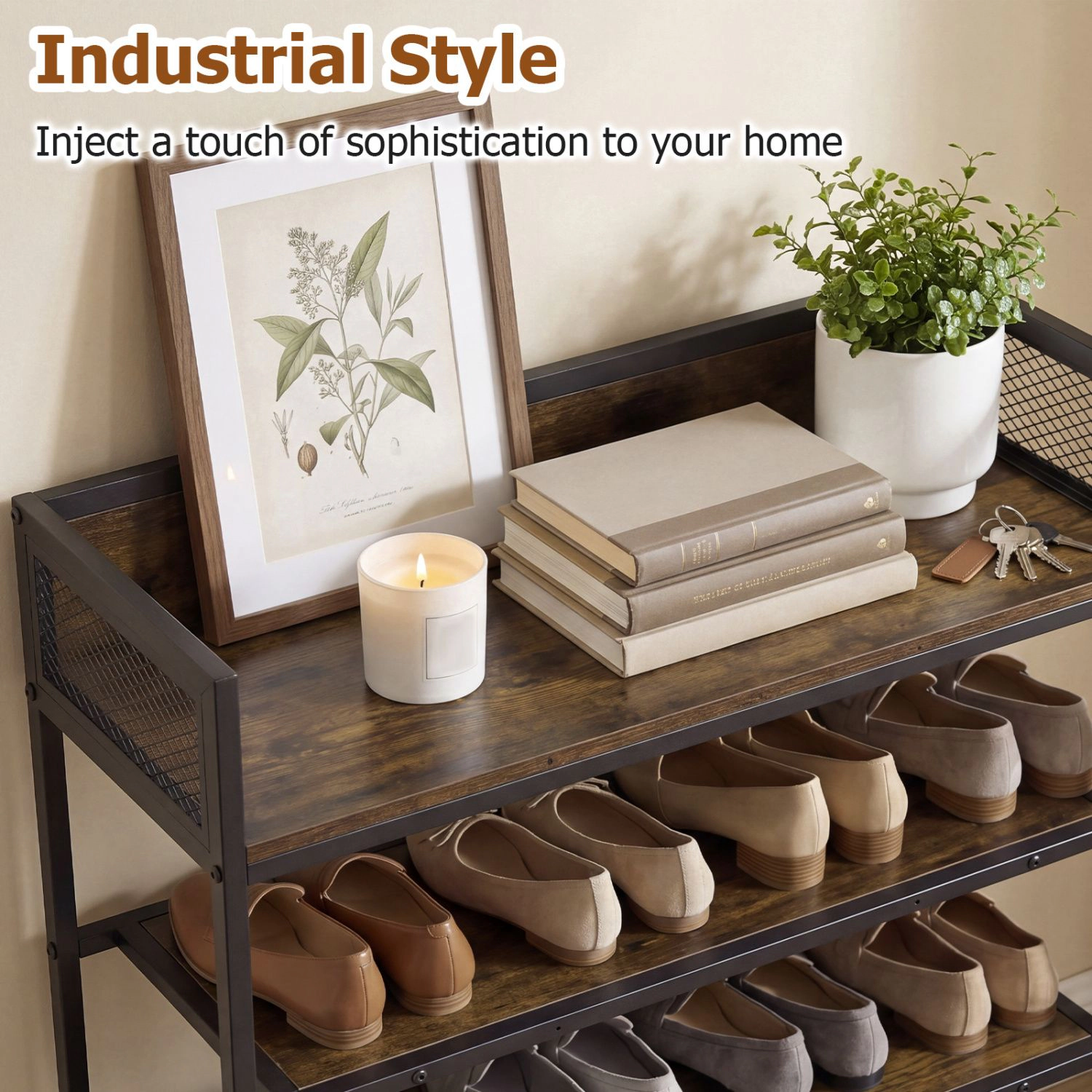 SlickBlue 4-Tier Shoe Storage Rack with Metal Frame and Shelves