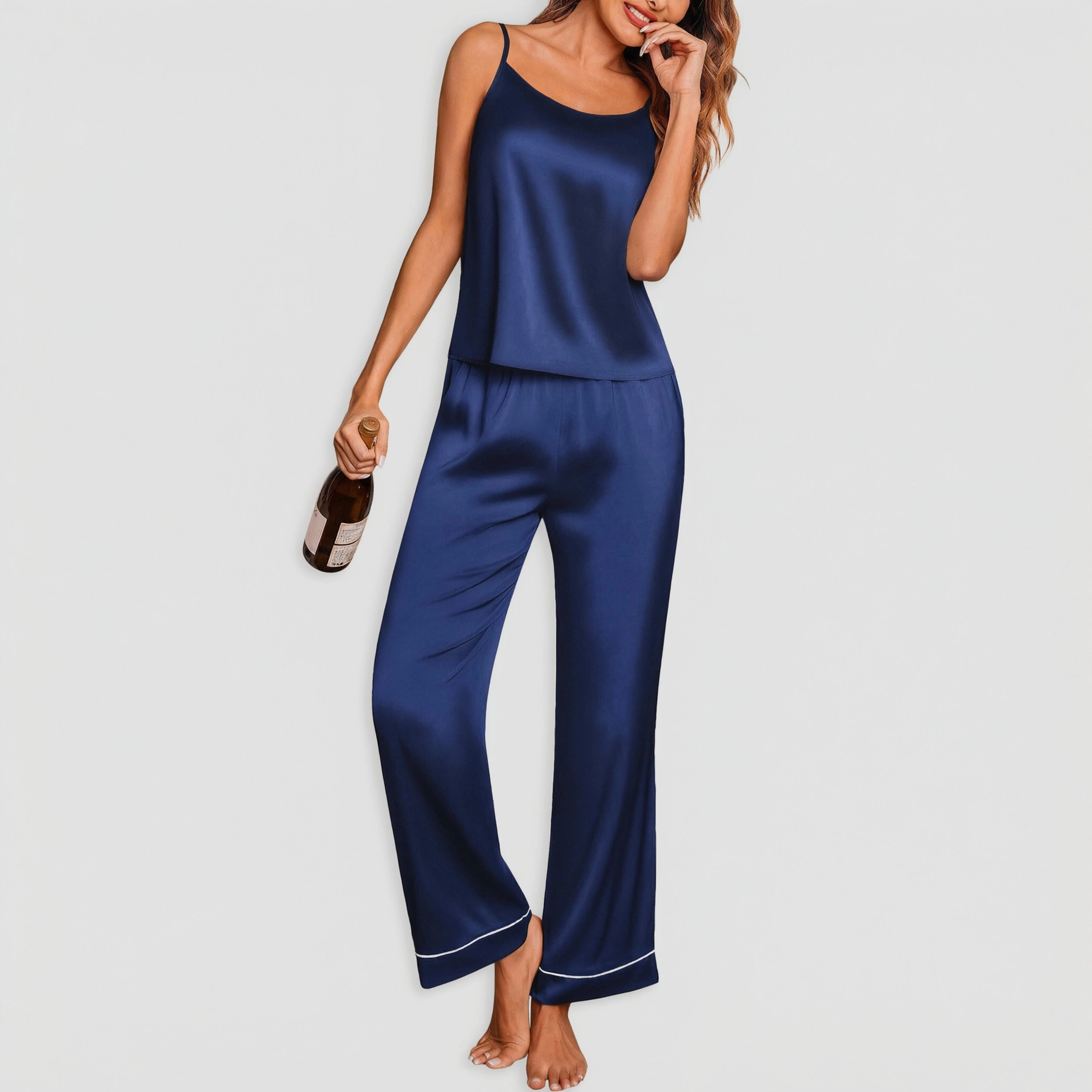 Ekouaer Women Pajamas Sleeveless Pjs Set 2 Piece Summer Loungewear Sleepwear with Pockets