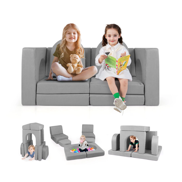 Hivvago 8-Piece Modular Kids Play Couch with Comfy Suede Fabric