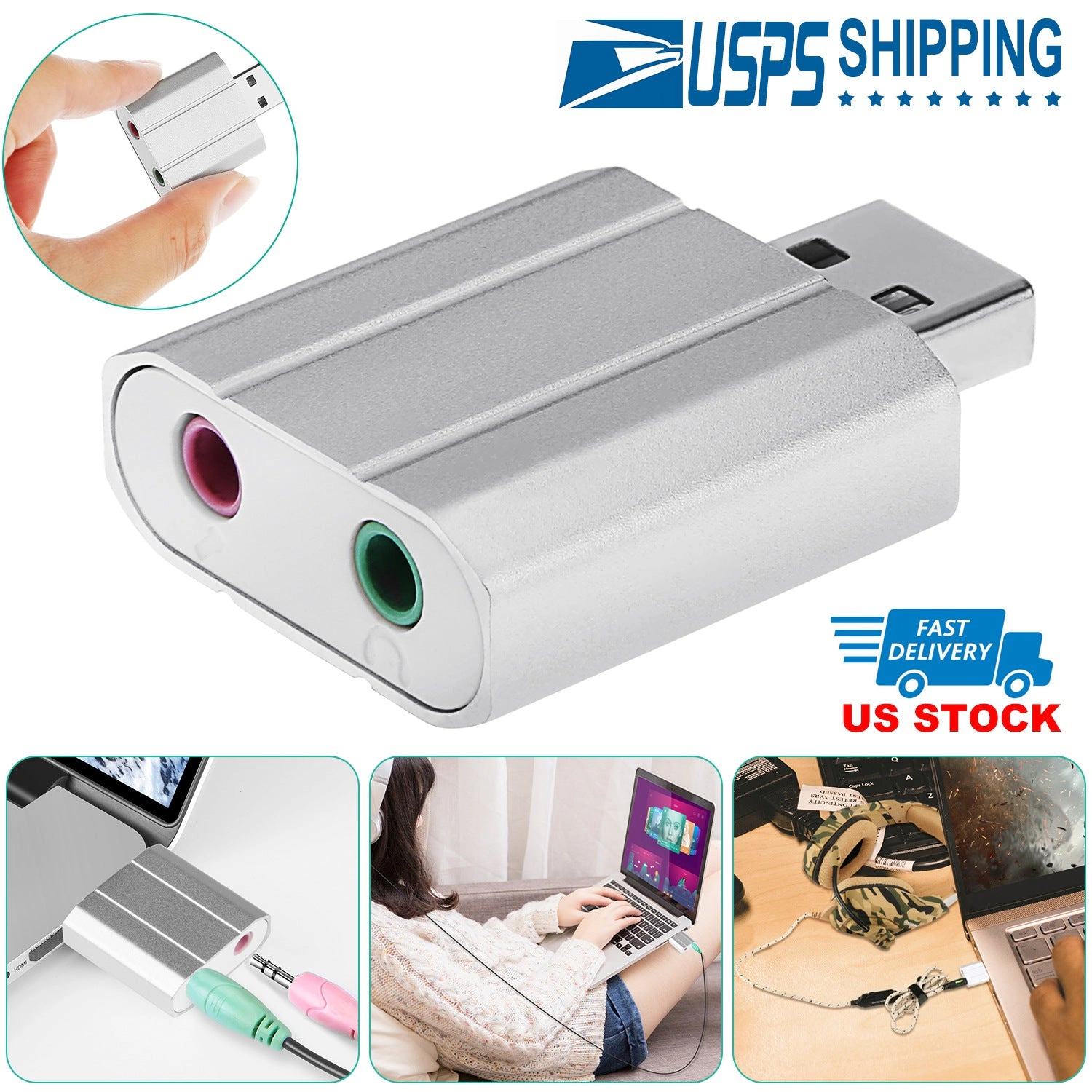 GBruno USB Audio Adapter External Stereo Sound Card