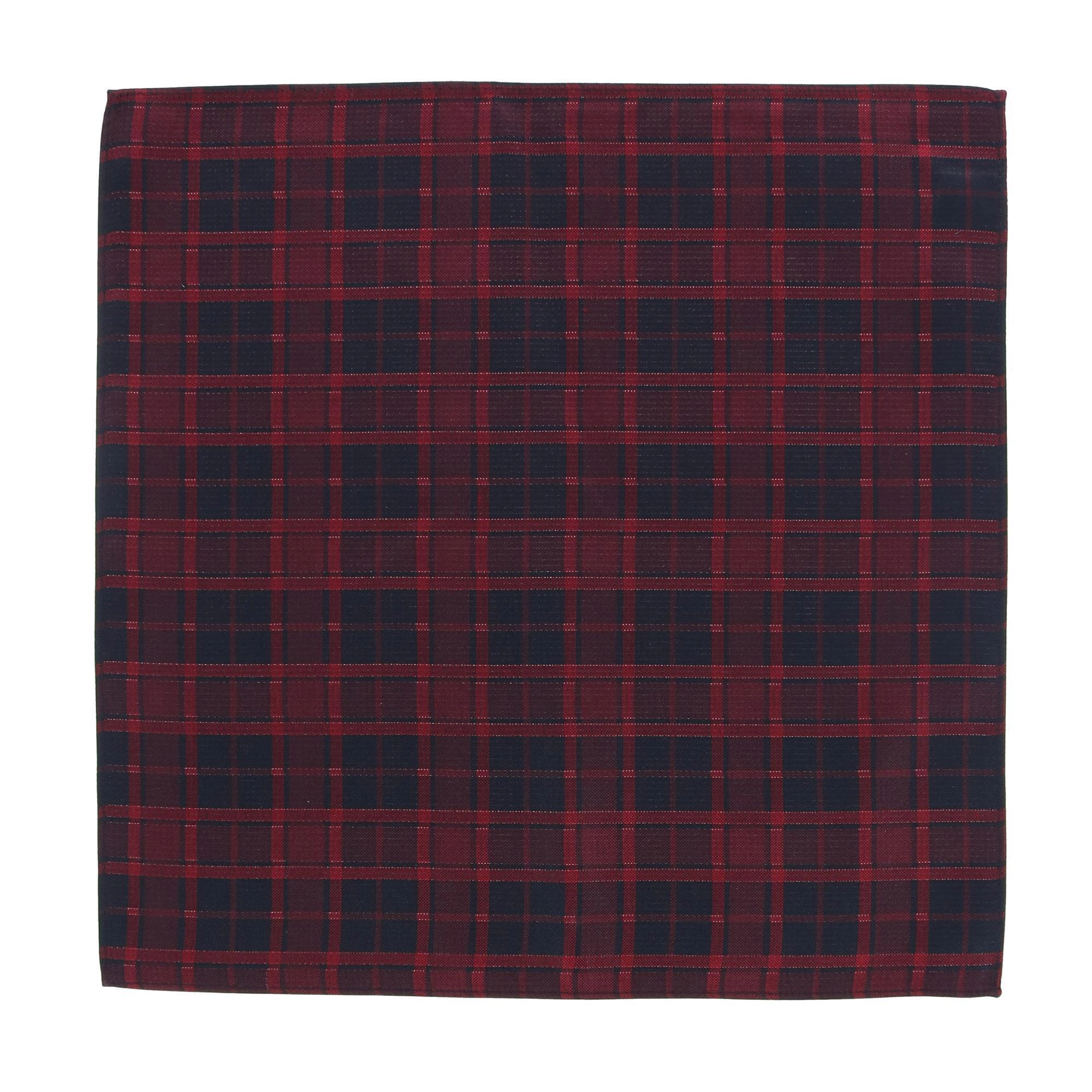 Trafalgar Kincade Red Blackwatch Plaid Silk Pocket Square
