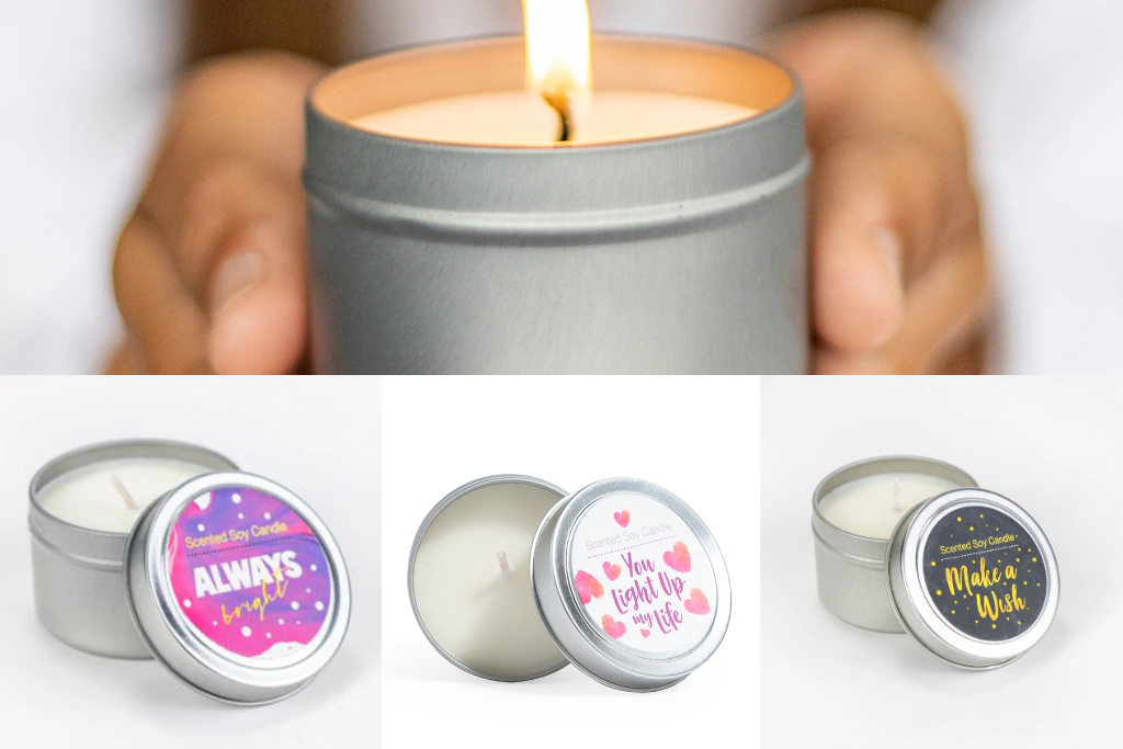 Lizush Trio Tin Soy Candles - Bergamot and Lavender Essential Oils