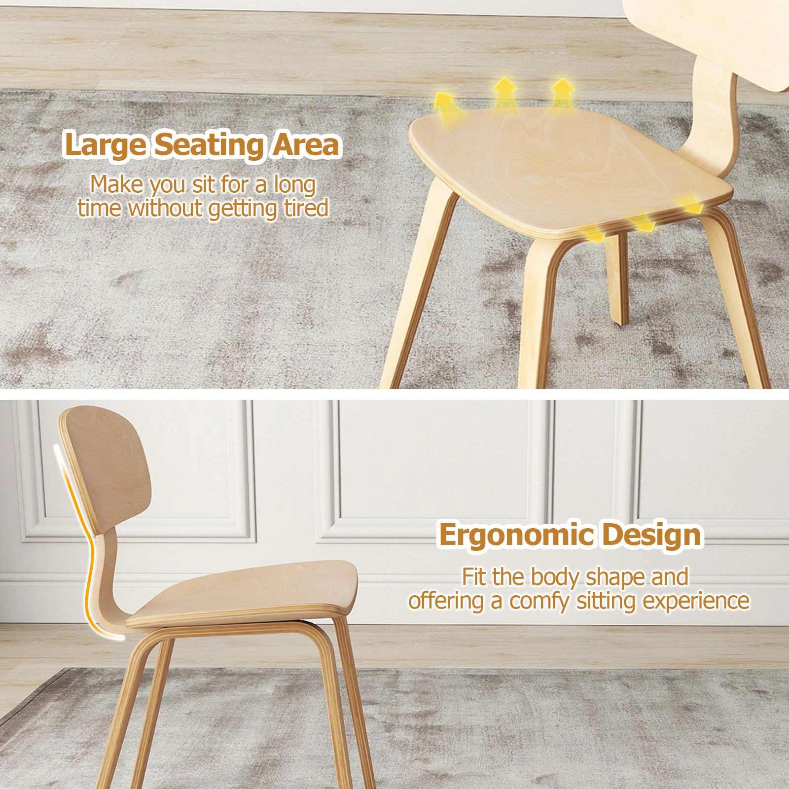 SlickBlue Modern Wooden Dining Chairs with Ergonomic Back Support