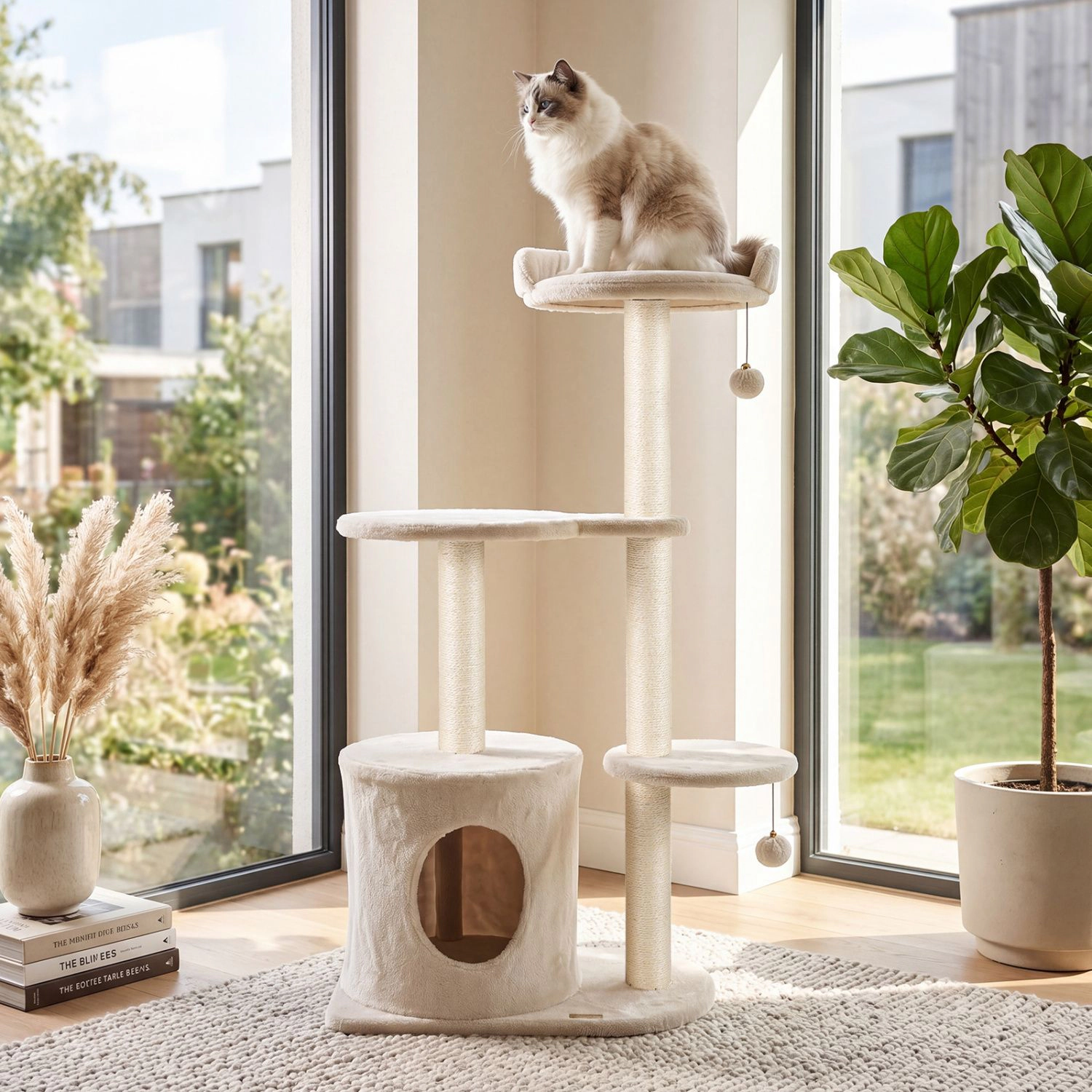 SlickBlue 43-Inch Multi-Level Cat Tree with Sisal Scratching Posts