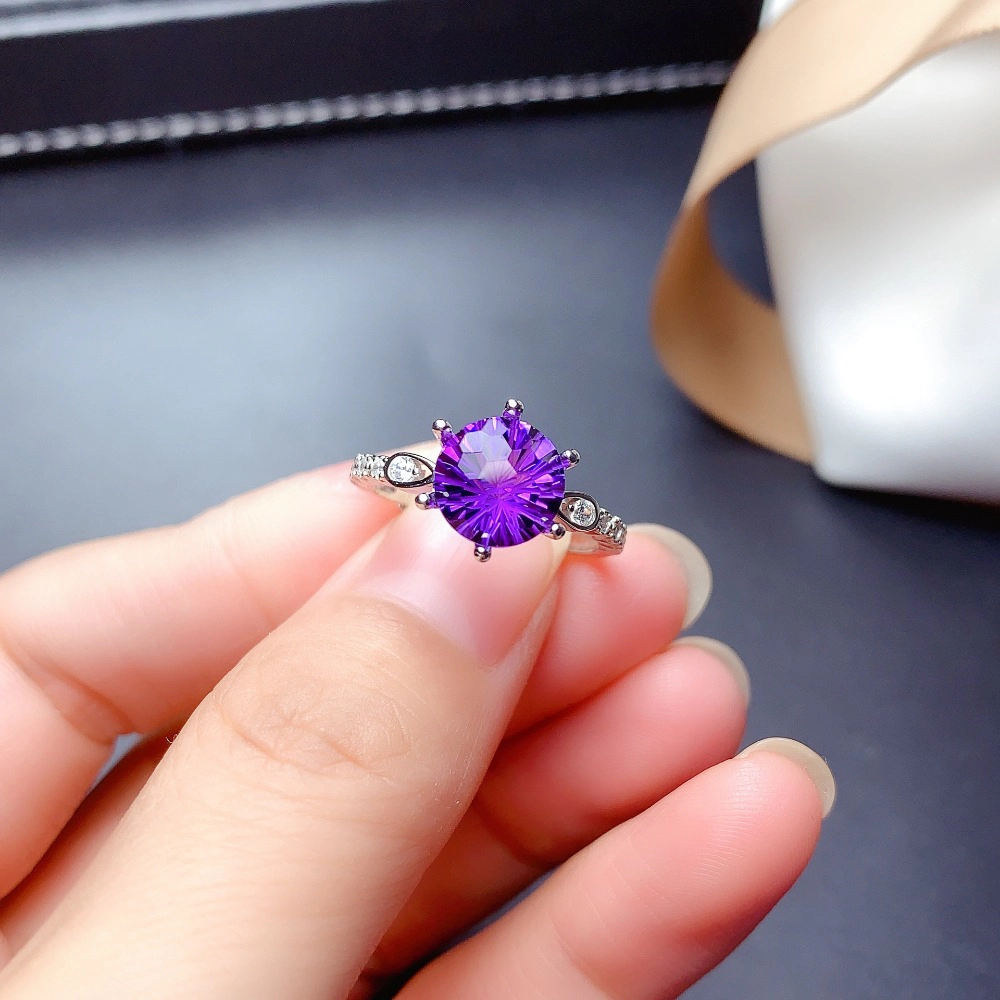 Wardrobe Whimsy Round Purple Cubic Zirconia Vintage Solitaire Ring