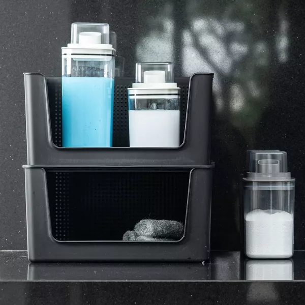 OU Laundry Detergent Dispenser w/ Measuring Cap, Liquid Laundry Soap & Fabric Softener Dispenser w/ Drip Return Lid