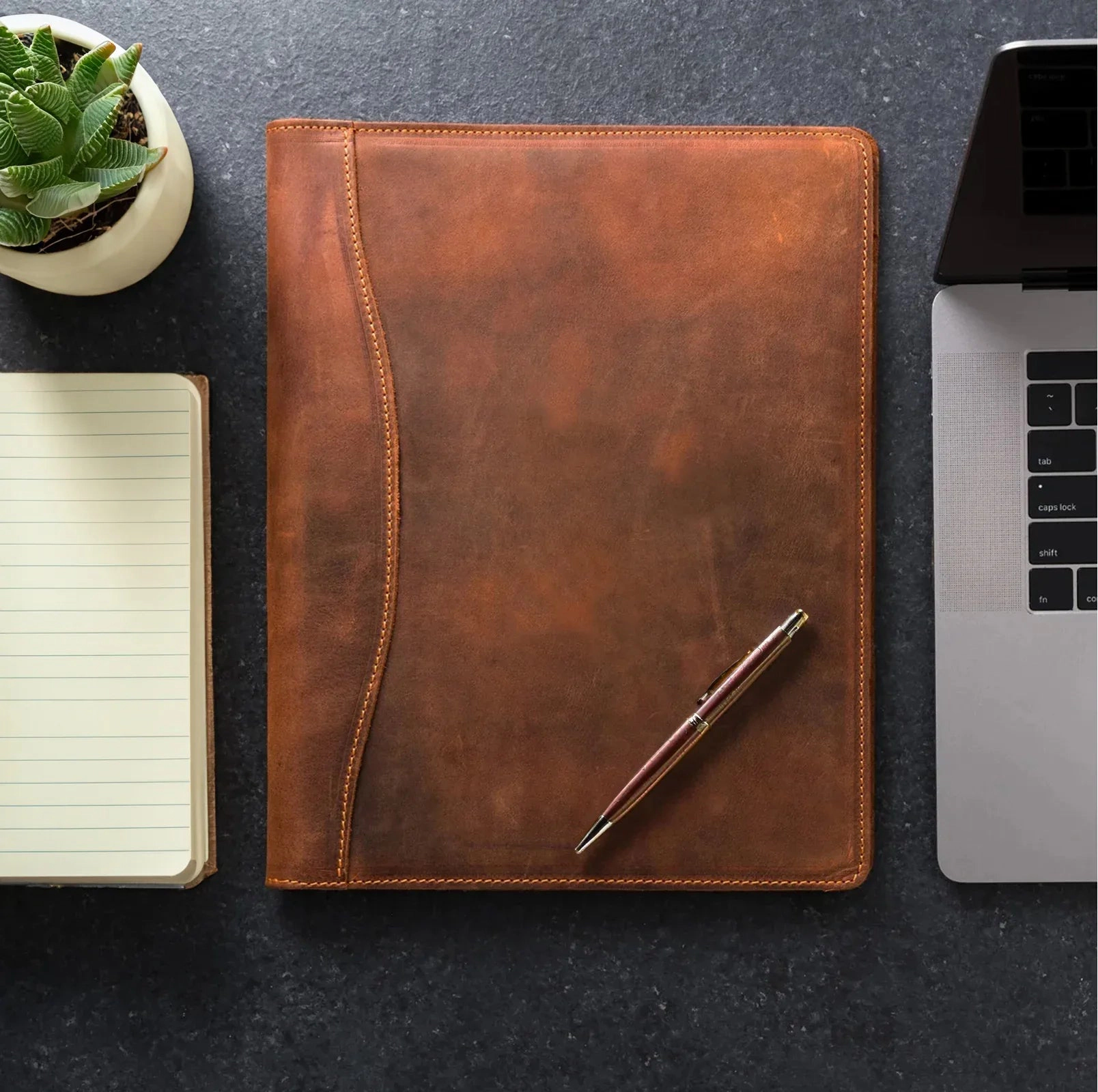 Steel Horse Leather Unisex Falit Leather Folio | Handmade Leather Padfolio