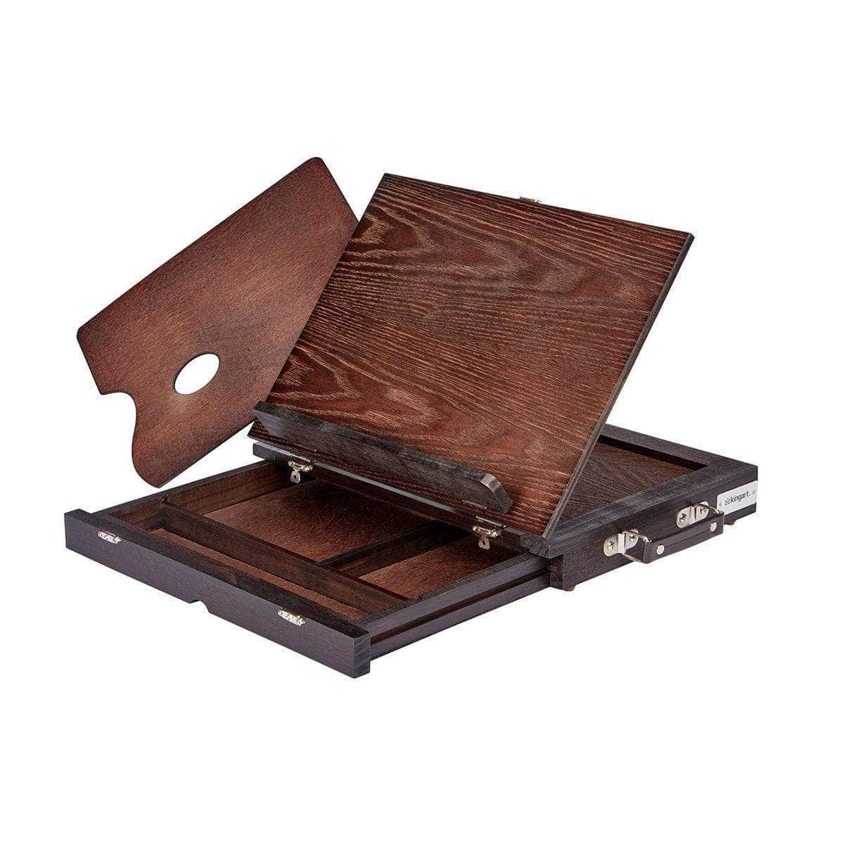 KINGART Wooden Tabletop Easel with Drawer - Fits 11 x 14 Canvas, Espresso Finish