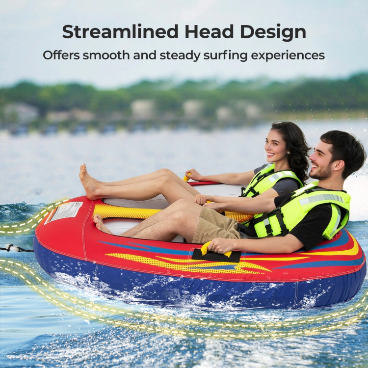 SUGIFT Teen Red Towable Boat Tube with 36-in Cockpit Seat and Bottom Drainage 69-in W 68-in D 340-lb Load Capacity
