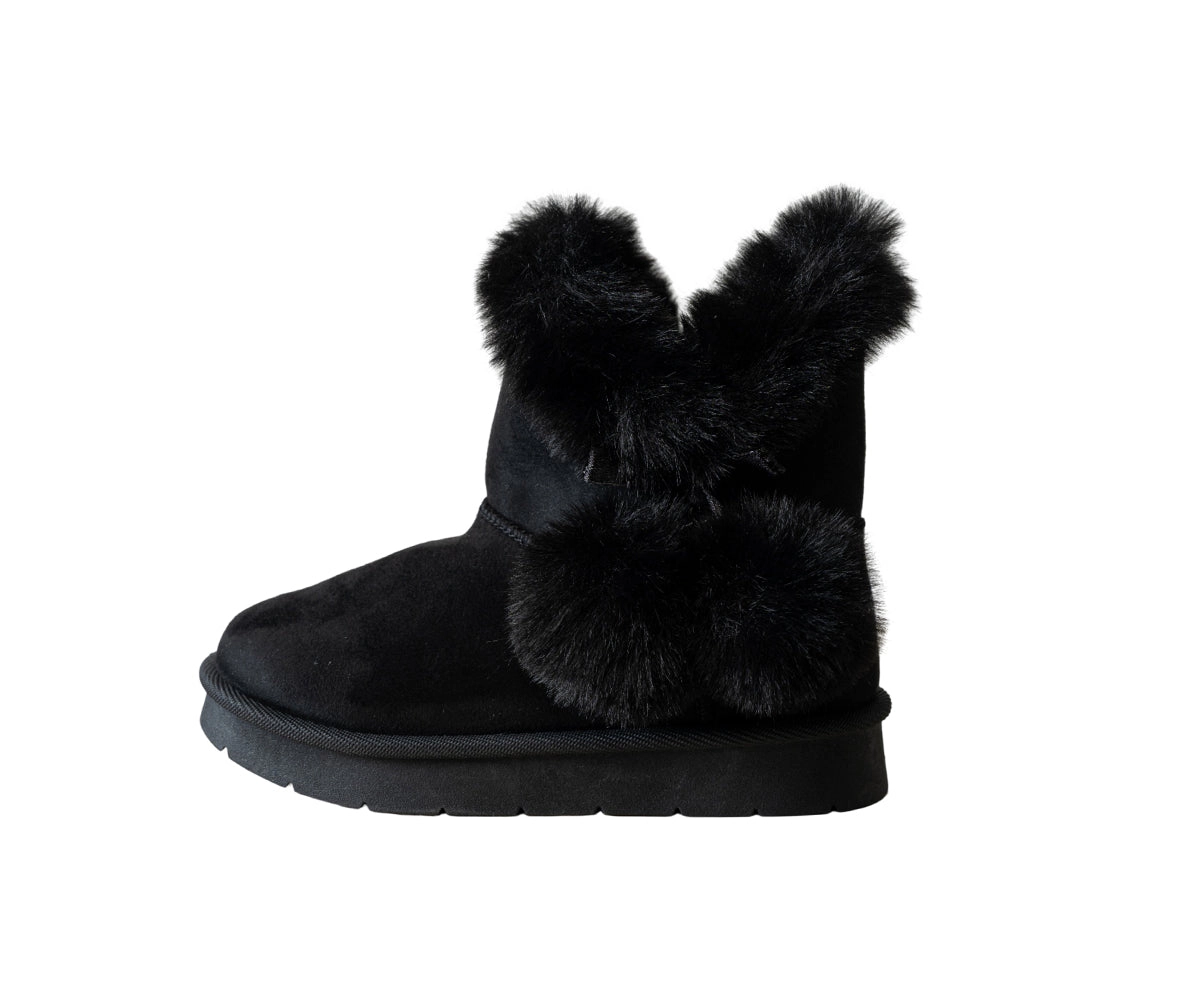 Bebe Girl's Cozy Boot with Fur Trim and Pom Detail
