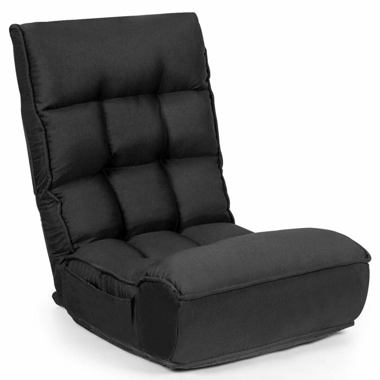 Hivvago 4-Position Adjustable Floor Chair Folding Lazy Sofa With Side Pocket