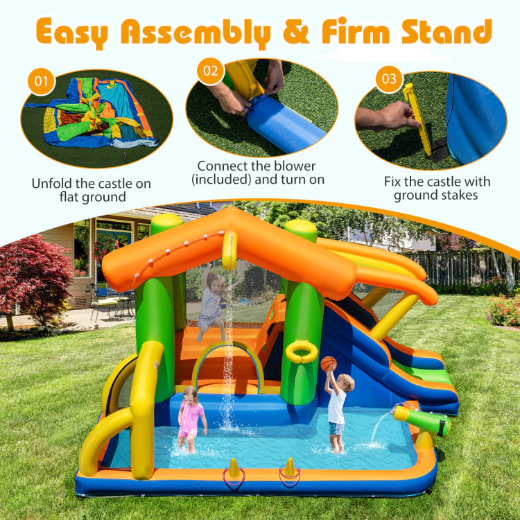 Hivvago 8-in-1 Inflatable Bounce House Water Park without Blower