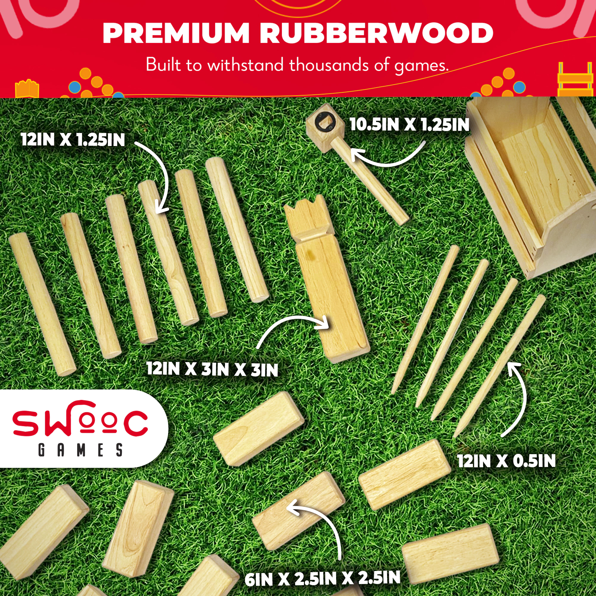 Swooc Games | Kubb Yard Game With Crate