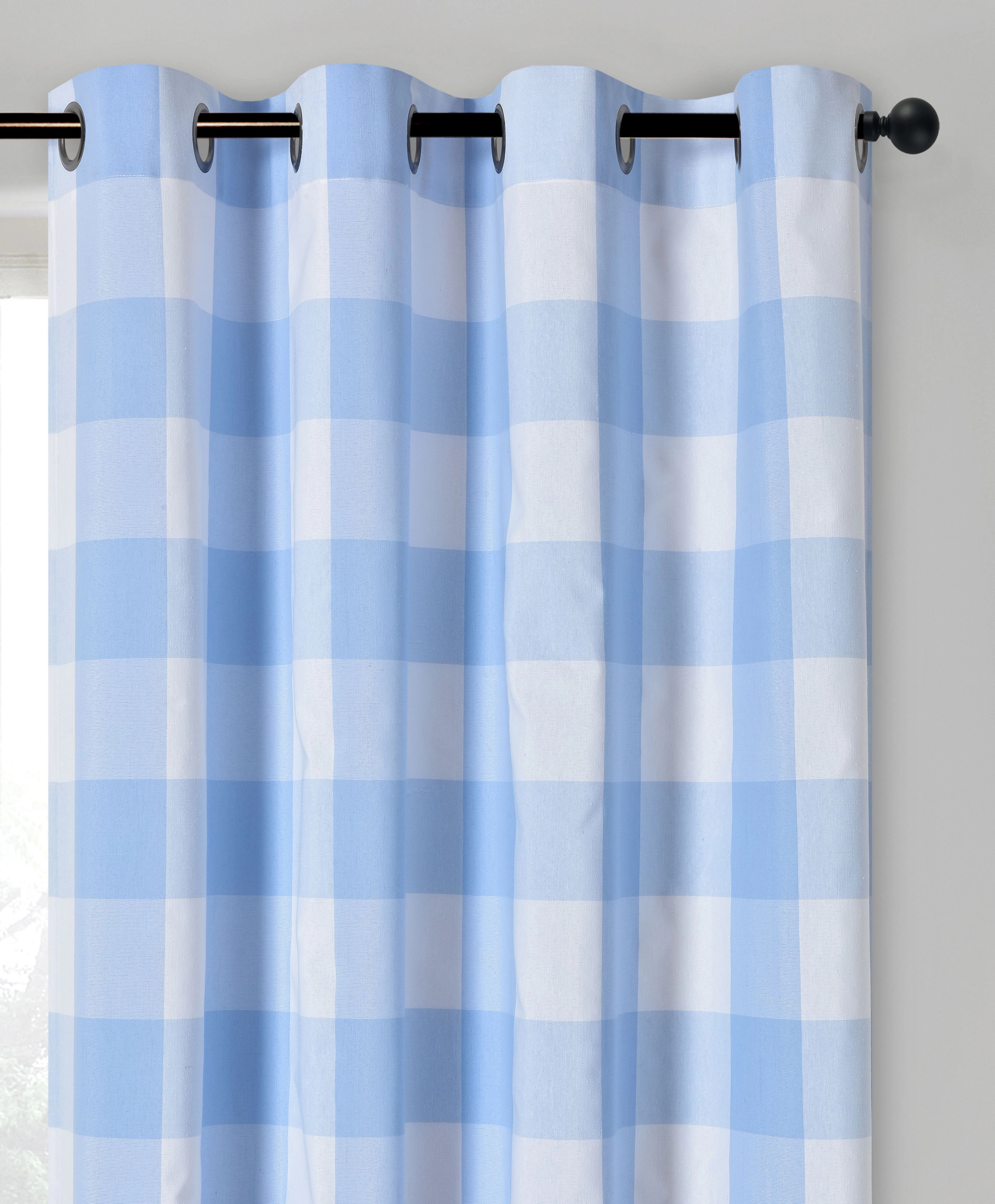 Kate Aurora Country Farmhouse Living Classic Buffalo Plaid Checkered Single Grommet Top Window Curtain Panel