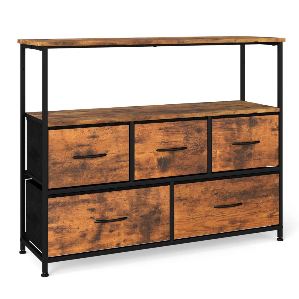 Hivvago Tv Stand Dresser For 45 Inch Tv 5 Fabric Drawer Entertainment Center