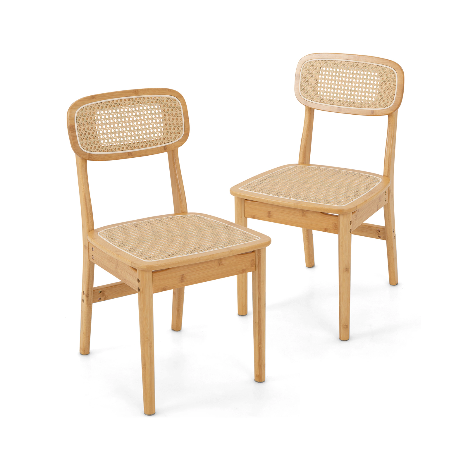 LJG Set of 2 Rattan Dining Chairs with Simulated Rattan Backrest