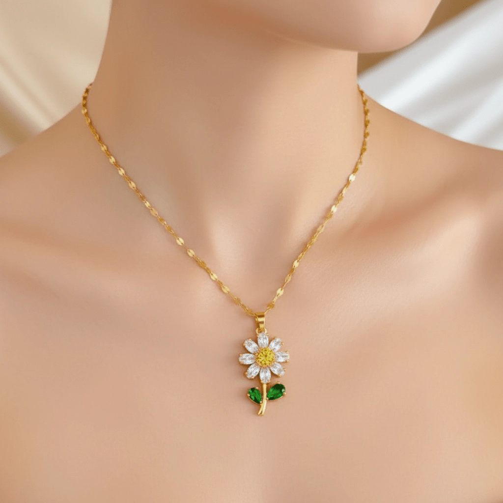 DressAtR Women's Gold Plated Zircon Stone Necklace