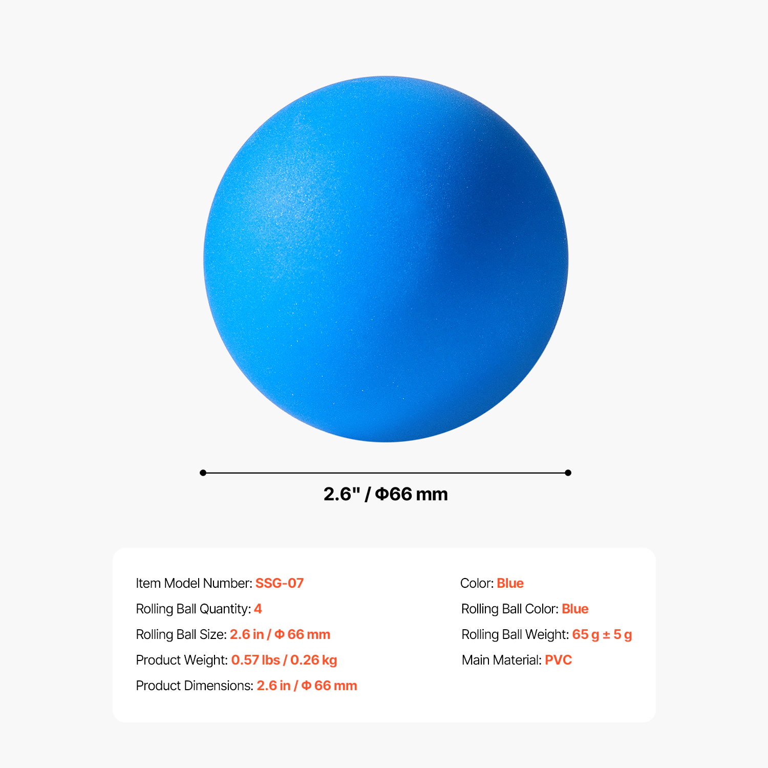 HONGGE Arcade Roll & Score Game Ball Replacement Set, 4-Pack 2.6-Inch PVC Rolling Balls for Skee Ball Machines, Blue