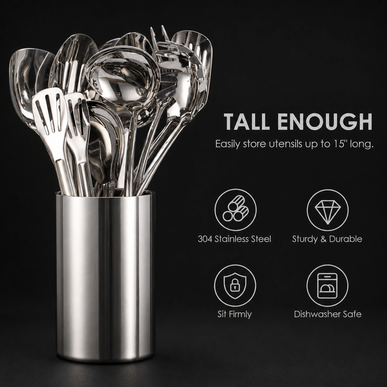 WZK 304 Stainless Steel Double Wall Kitchen Utensil Holder